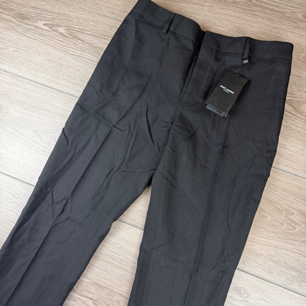 Saint Laurent Womens Dress Pants Virgin Wool Trousers Black